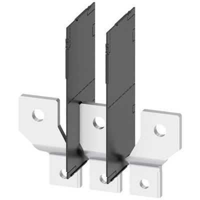 Two black metal struts are vertically mounted on a white base, with two screw holes on each side.