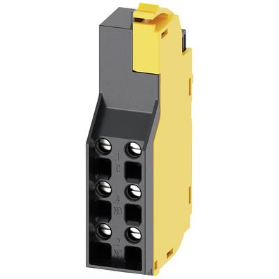 Yellow electronic component with multiple terminal connections in a black housing, used for electrical connection.