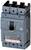 A three-pole Siemens circuit breaker, Model 3VA6, grey-black, with an operating button in the centre and labelling.