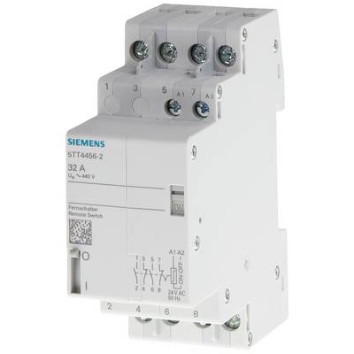 A white Siemens remote switch with a rated current of 32 A and a voltage range of 0–440 V, model number 5TT4456-2.
