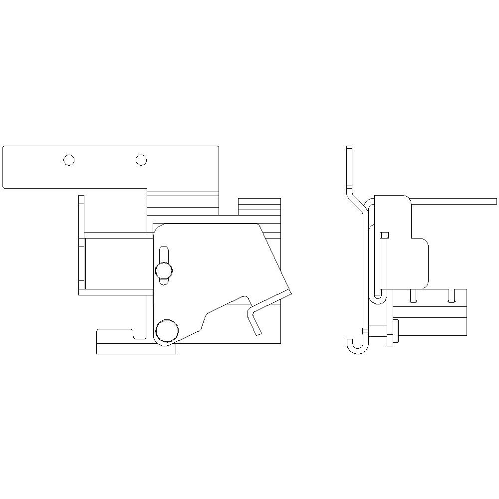 Diagram of a Mounting Mechanism. Shows technical details and cross-sections. Two views: side and frontal.