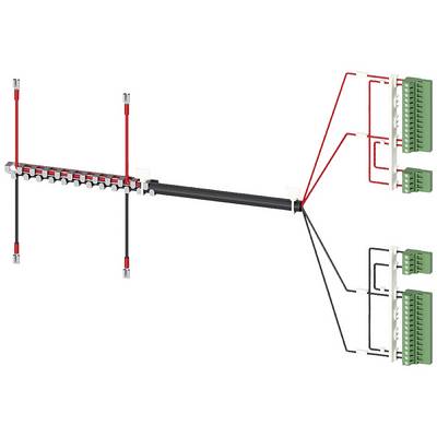 Diagram of a network cabling system with multiple connection points and cable connections leading from sockets to diagram points.