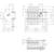 Technical drawing shows switching device with front, side, and top view. Dimensions and markings for mounting and specifications.