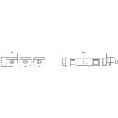Technical drawing of a cylinder with dimensions. Side views show details and dimensions of the components. Left: 26.5 mm; right: length 66 mm.