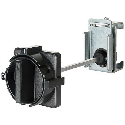 A black square switch cover with a long metal rod attached to a metal frame.