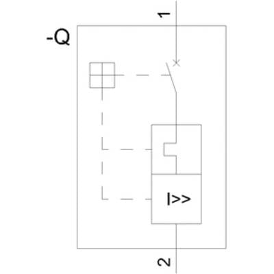 Circuit diagram of an electrical system with a switch (at the top), a connecting line, and two symbols: a 'V' and a square.