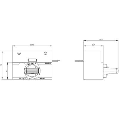 Technical drawing of a cylindrical device with dimensions: width 104.6 mm, height 73 mm, depth 91.5 mm and 51.7 mm.