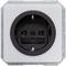Siemens socket, black centre with silver frame.