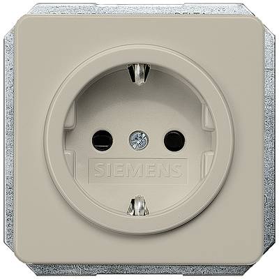 A beige Siemens socket, square in shape, with earth and two plug contacts, suitable for EU plugs.