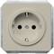 A beige Siemens socket, square in shape, with earth and two plug contacts, suitable for EU plugs.
