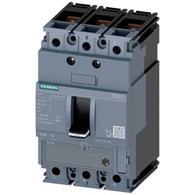 Siemens brand circuit breaker, Model 3VA1, with technical specifications visible on the front panel.