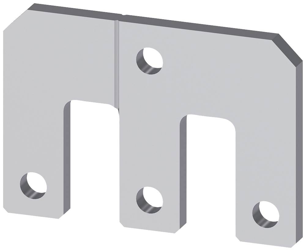 Metal angle plate with four fixing holes for connecting structural elements in mechanical engineering applications.