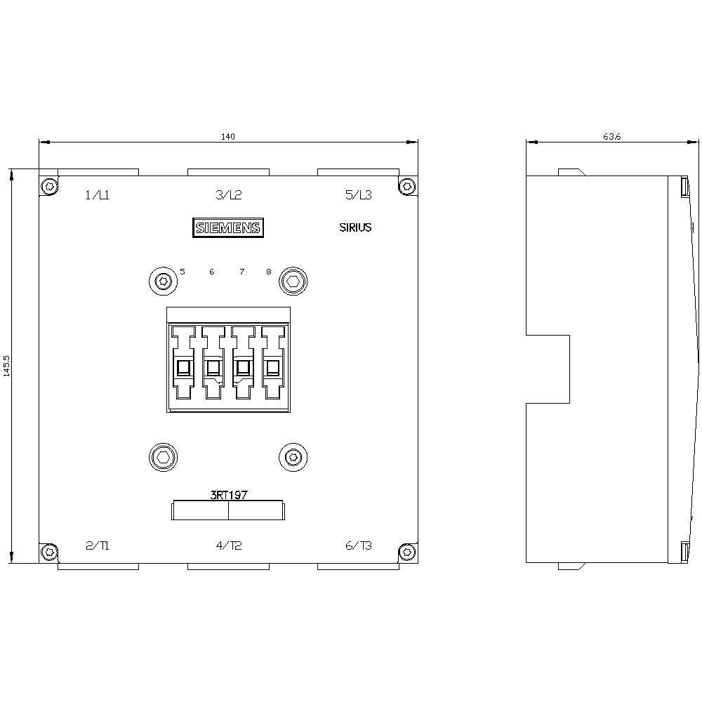 Technical drawing of an electrical device with connection diagram, showing switches and dimensions. Company logo 'Siemens' in the top right corner.
