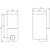 Technical drawing of a lock with side and front view. Dimensions: Height 87 mm, Width 34 mm, Depth 44 mm.
