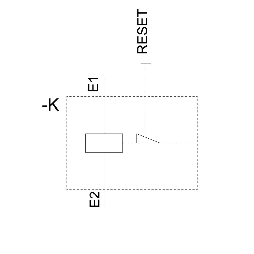 Circuit diagram of a relay. E1 and E2 are the inputs; 'RESET' is marked top right.