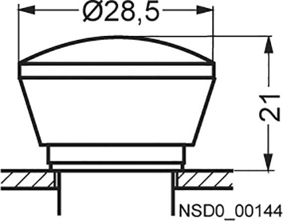 Technical drawing of a cylindrical component with a diameter of 28.5 mm and a height of 21 mm, part number NSD0_00144.