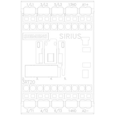 'Circuit diagram of a Siemens SIRIUS 3RT20 contactor with connections and labels tinted'