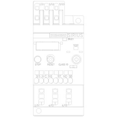 A schematic drawing of a Siemens Sirius overload relay, showing connections and operating elements.