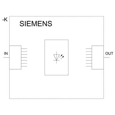 Circuit diagram shows a Siemens optocoupler circuit with input and output terminals, and an LED representation in the centre.