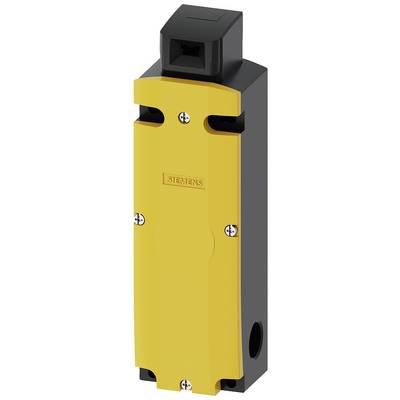 A yellow, vertically oriented safety relay from Siemens with a black head, used in industrial applications for safety switching.