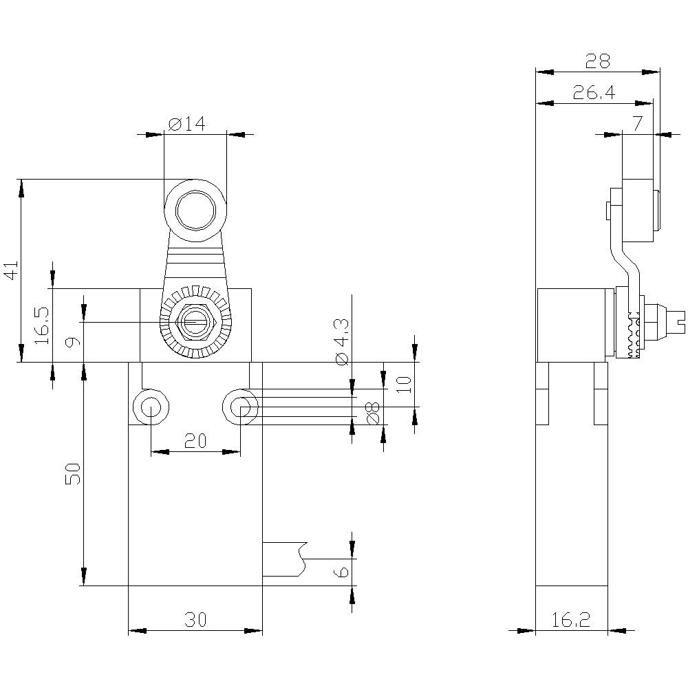 Technical drawing of a mechanical component with precise dimensions in millimetres, including diameters and lengths.
