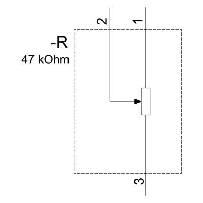 Circuit symbol shows a resistance of 47 kΩ between contacts 2 and 1, within the rectangle. Contact 3 leads to the box.