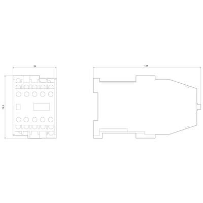 Technical drawing of a rectangular component with dimensions in millimetres: 54 mm width, 134 mm length, 73 mm height.