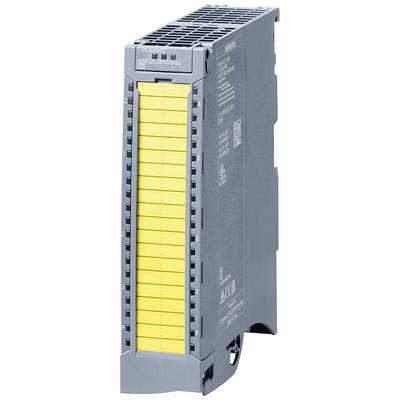 A grey electrical module with yellow elements, likely an industrial control device by Siemens, shown from front and side angles.