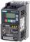 Compact Siemens SINAMICS V20 frequency inverter with digital display. Warning notices regarding electrical voltage.
