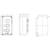 Technical drawing of a rectangular enclosure with front and side views. Five round cutouts and two rectangular switches are visible. Dimensions are indicated.