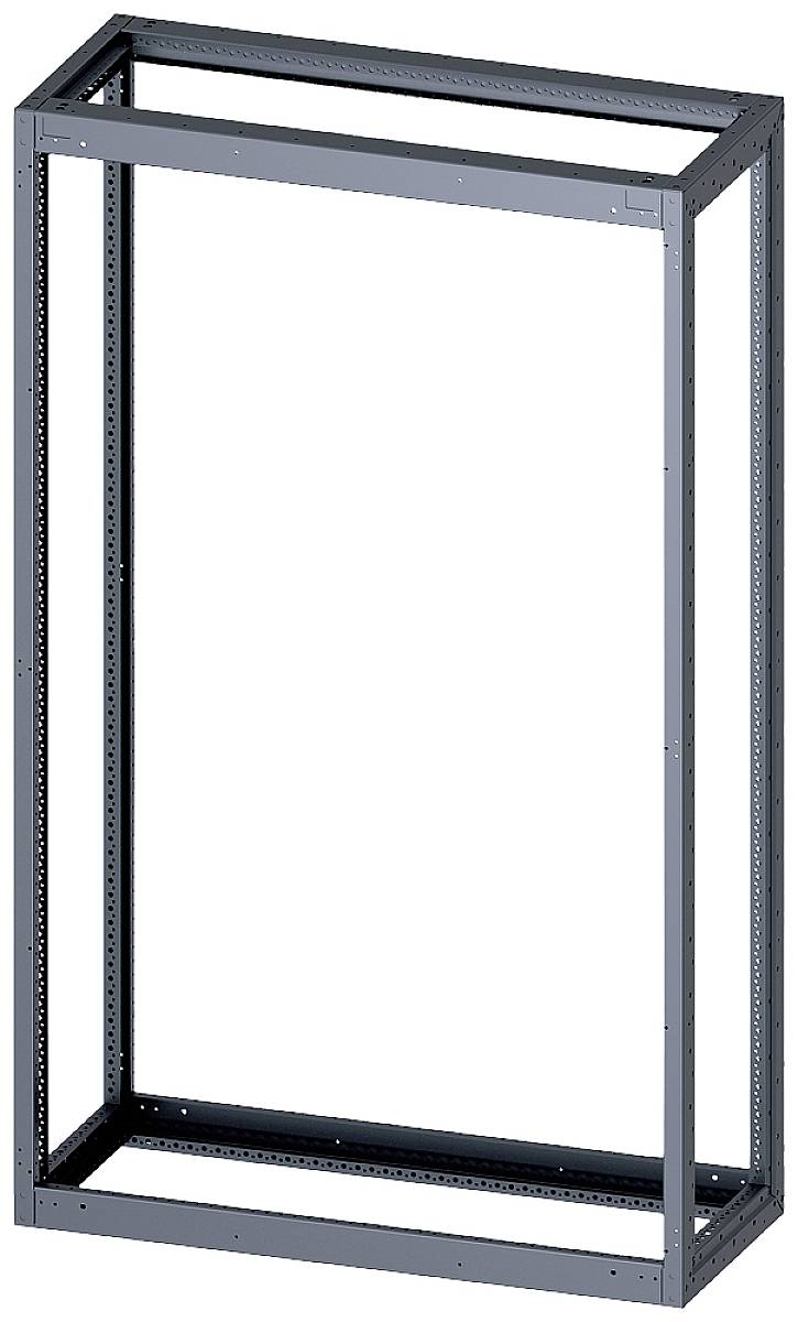 An open metal frame rack for IT equipment, suitable for housing 19-inch components, without any equipment installed within it.