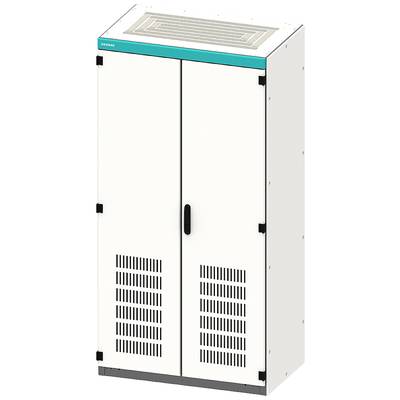 A tall, white metal cabinet with ventilation openings and double doors. A small logo is visible at the top.