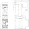 Technical drawing of an electrical switching device with various components and dimensions.