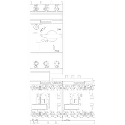 A technical diagram shows electrical components. The main switch is positioned at the top, with three contactors labelled as 'SIRIUS' positioned underneath.