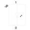 'Diagram with a triangle inside a rectangle, arrows moving to the right. Values on the vertical axis: -P at the bottom, 0 in the middle, 1 at the top.'