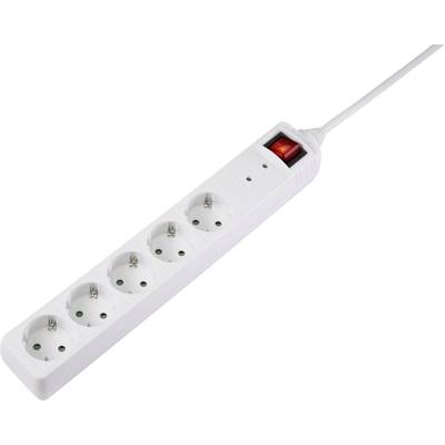Image of Basetech BT-1732743 Surge protection power strip 5x White PG connector 1 pc(s)