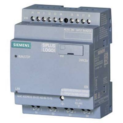 A grey Siemens LOGO! module with various connections and control elements on the front. It is used for controlling automations in industry.