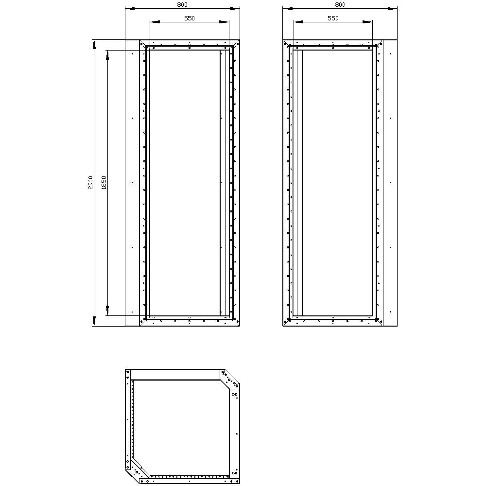Technical drawing of two rectangular frames with dimensions. The left frame measures 900 mm in width, the right 550 mm.