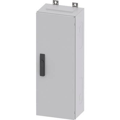Grey metal cabinet with a black handle and rectangular shape, suitable for storing electronic equipment.