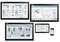 Four screens display various technical information displays and diagrams for process monitoring and control.