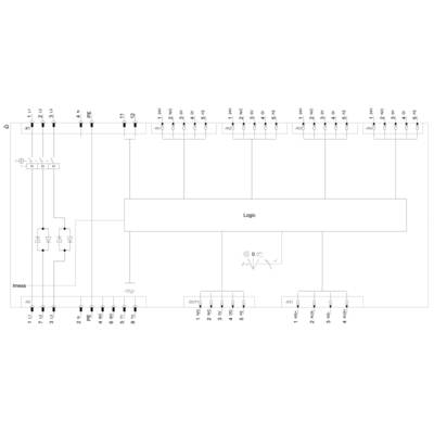 'Block diagram of a logic circuit with inputs and outputs, display logic, and connections for input and output signals.'