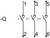 Circuit diagram symbol of a double-pole switch connecting three switch contacts (1, 3, 5 at the top and 2, 4, 6 at the bottom).