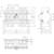 Technical drawing of a multi-pole electrical switch with dimensions in millimetres, top view and side view.