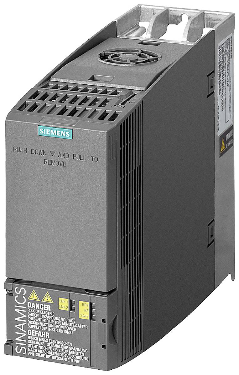 A Siemens frequency converter from the SINAMICS series, used for controlling electric motors in industrial applications.