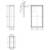 Technical drawing shows three views of a rectangular frame with dimensions. Details of mounting and spacing are indicated.