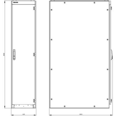 Technical drawing of a rectangular electrical cabinet with dimensions: height 1902 mm, width 483 mm, and depth 1053 mm.