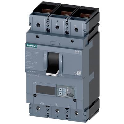 'Siemens 3VA2 Circuit Breaker', showing a grey electrical circuit breaker with a switch, display and multiple connection points.
