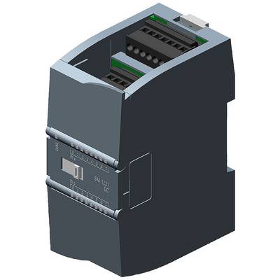 A dark grey electronic module with multiple connectors and buttons, commonly used in industrial control systems.