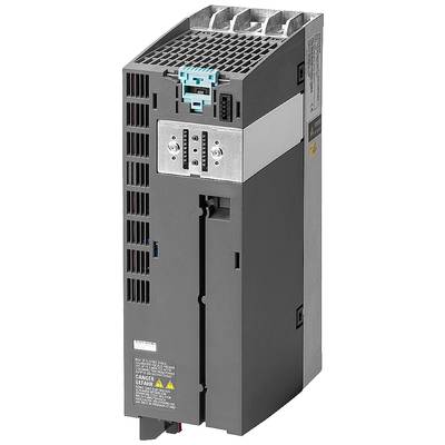 A grey industrial frequency converter with ventilation slots and various connection sockets.