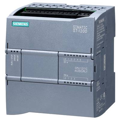 A Siemens SIMATIC S7-1200 PLC, model CPU 1211C, for control and automation in industrial applications.
